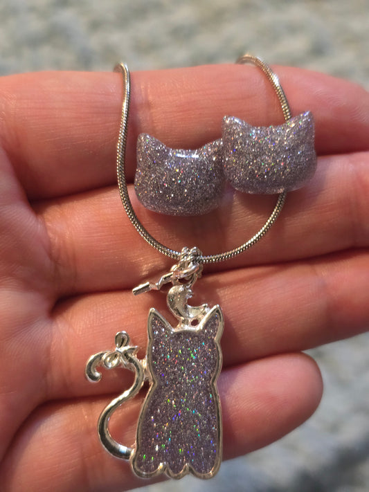 Celestial Kitty Necklace and earing set
