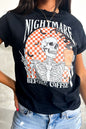 Nightmare Before Coffee Skull Checkerboard Graphic Tee