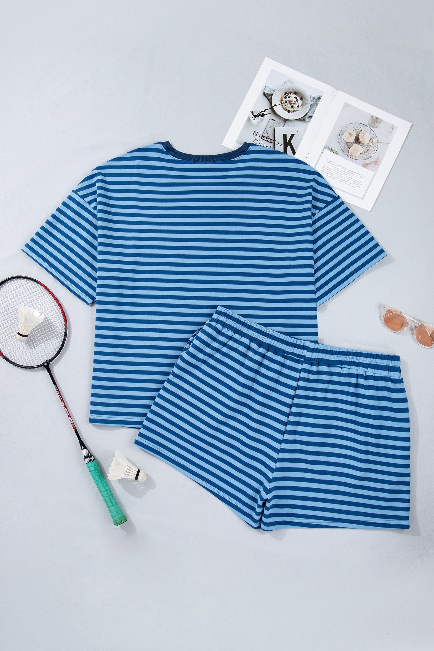 Plus Size Dropped Shoulder Tee and Shorts Two-Piece Set