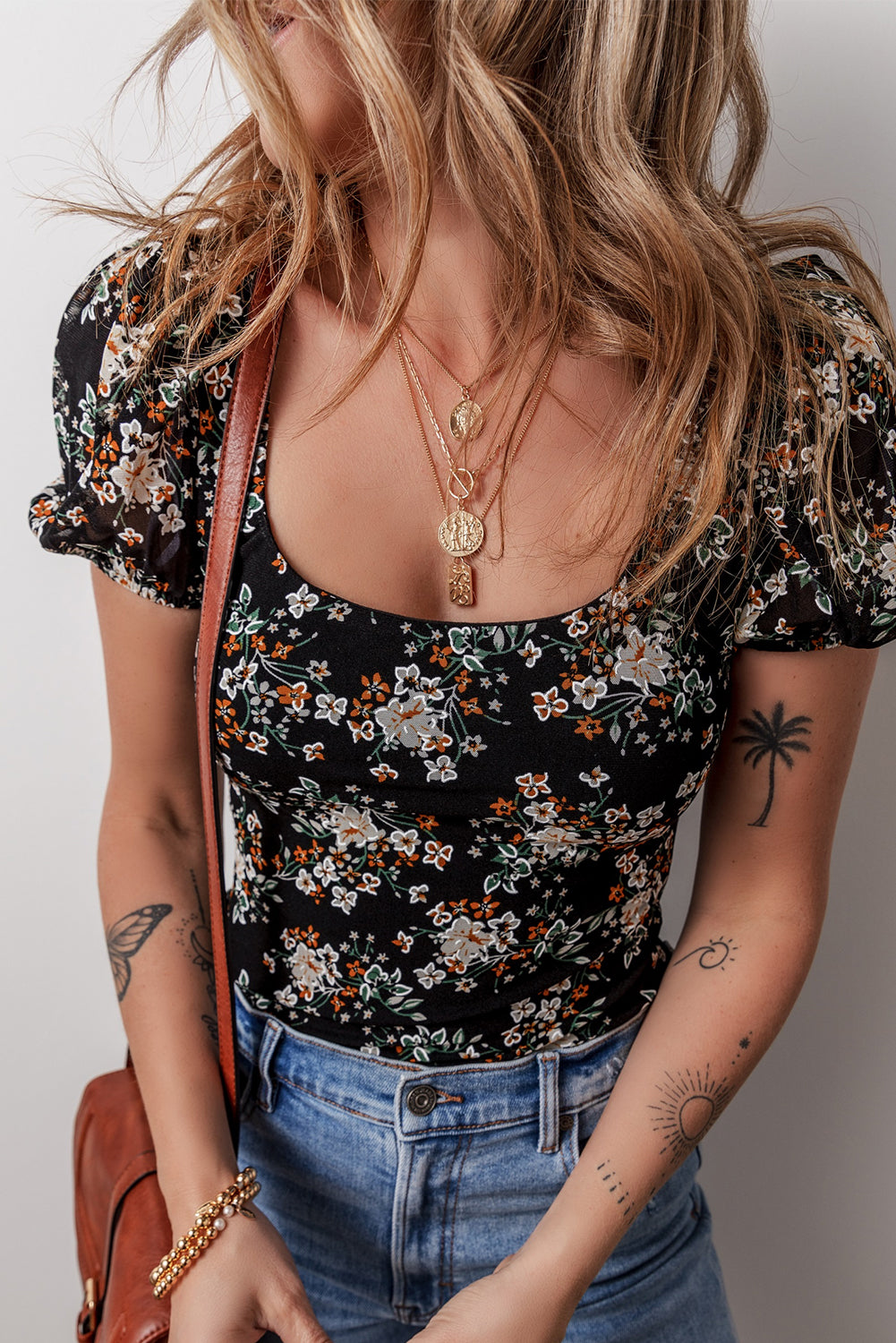 Floral Puff Sleeve Bodysuit
