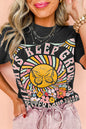 Always Keep Growing Butterfly Flower Crewneck Graphic Tee