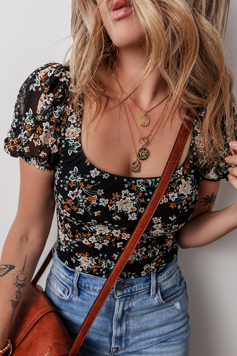 Floral Puff Sleeve Bodysuit