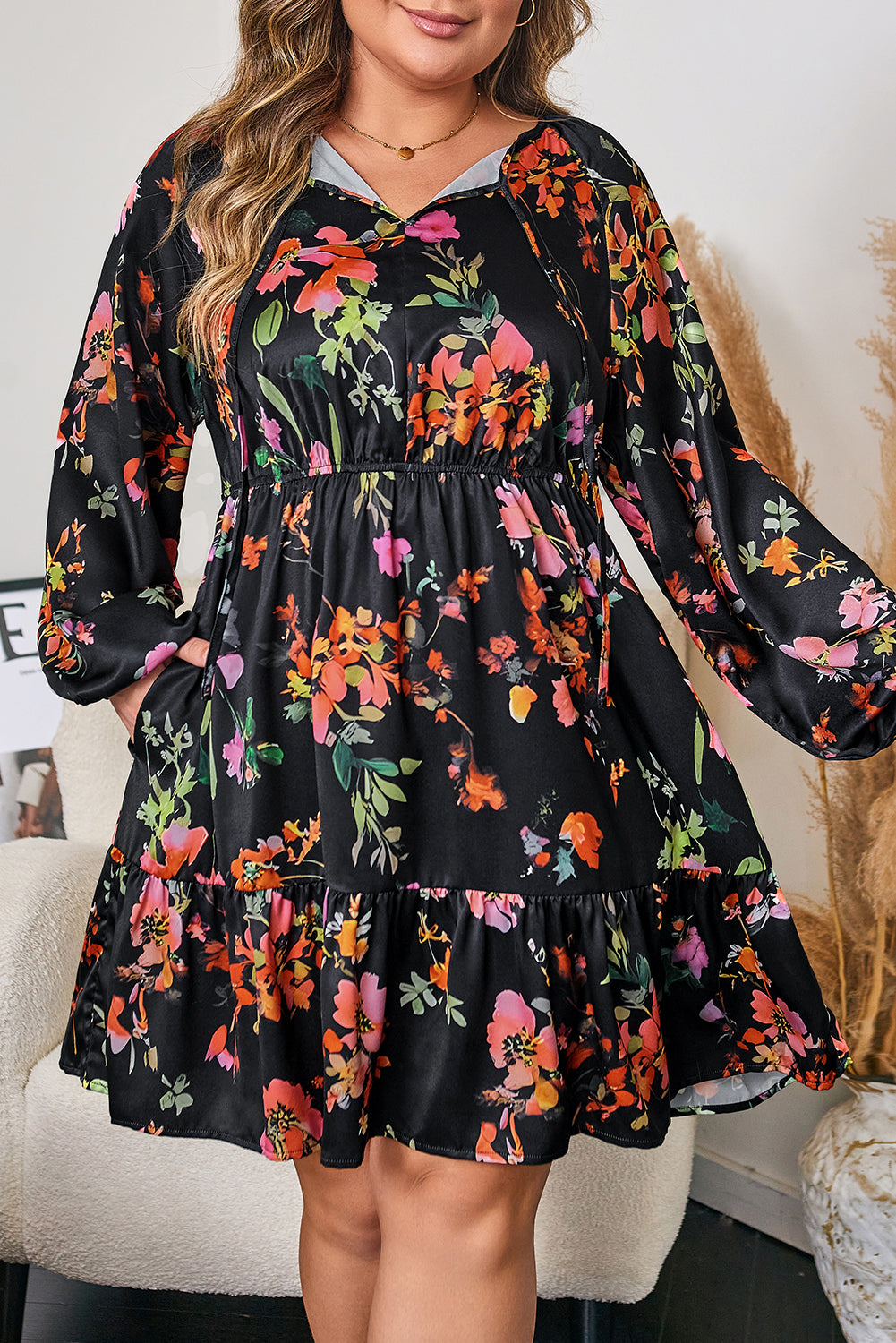 Plus Size Floral Mini Dress