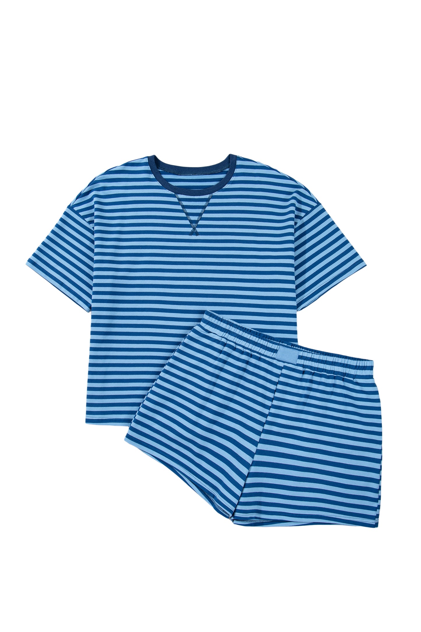 Plus Size Dropped Shoulder Tee and Shorts Two-Piece Set