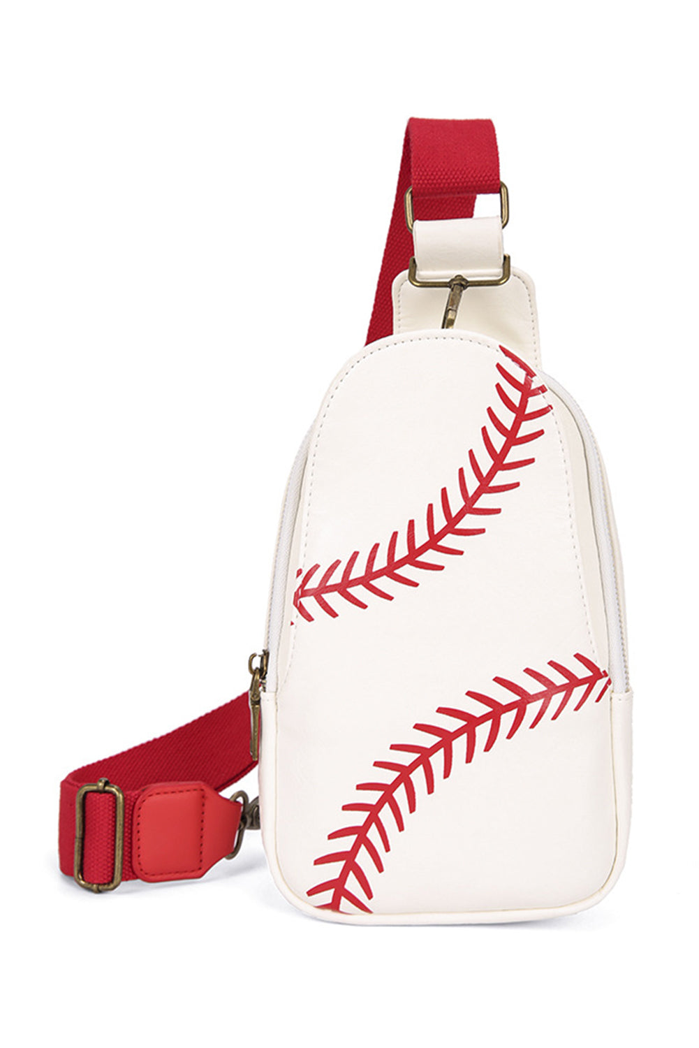 Baseball Pattern PU Leather Zipped Sling Bag