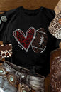 Rhinestone Football & Heart Graphic T Shirt