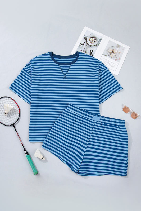 Plus Size Dropped Shoulder Tee and Shorts Two-Piece Set